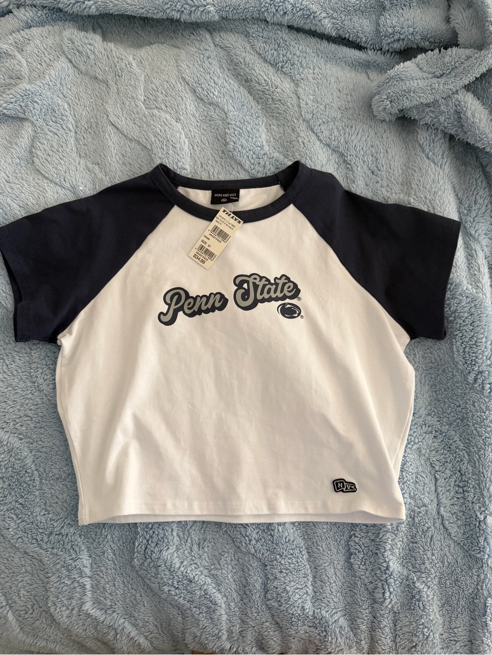 Penn State Women’s' White & Navy Raglan Tee